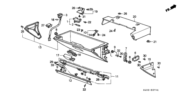 1987 Acura Legend Lock Assembly, Glove Box (Coast Brown) Diagram for 77520-SG0-003ZD