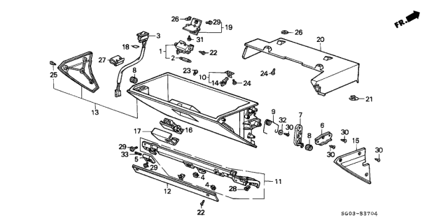 1987 Acura Legend Glove Box (Off Black) Diagram for 77501-SG0-A00ZA