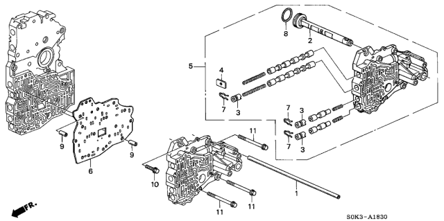 2002 Acura TL 4 Door TL KA 5AT 5AT Servo Body Diagram