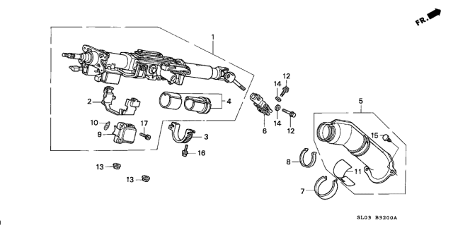 1999 Acura NSX 2 Door NSX-T KA 6MT Steering Column Diagram