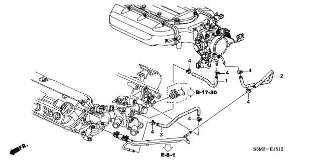 2003 Acura CL Water Hose D Diagram for 19523-PGE-A10