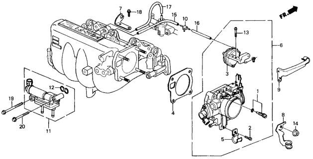 1989 Acura Integra 3 Door LS KA 4AT Throttle Body Diagram