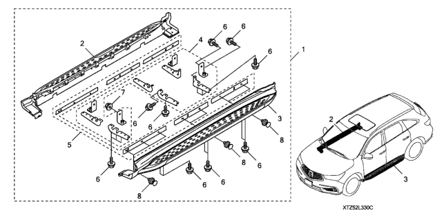 2019 Acura MDX Running Board (Black) Diagram