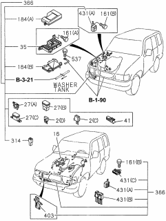 1996 Acura SLX Box, Passenger Side Relay/Fuse Diagram for 8-97044-200-1