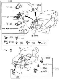 1996 Acura SLX 4 Door 4LS (PREMIUM) KL 4AT Fuse Box (Engine) Diagram