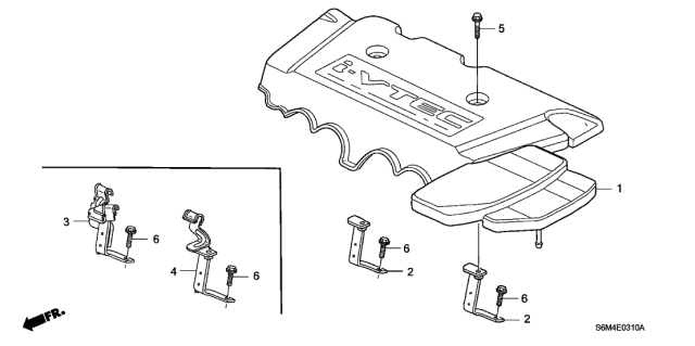 2004 Acura RSX Engine Cover Assembly Diagram for 17121-PRB-A11
