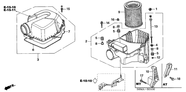 2006 Acura RSX Air Cleaner Cover Set Diagram for 17202-PNB-010