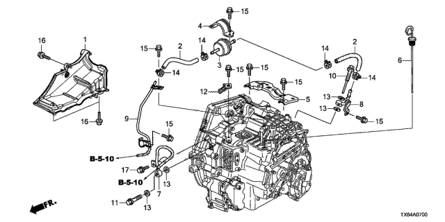 2014 Acura ILX 4 Door TECH KA 5AT AT ATF Pipe Diagram