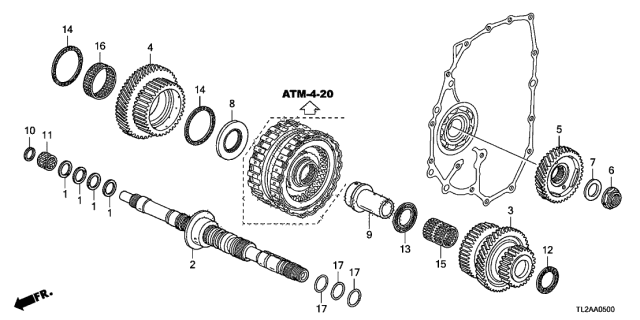 2014 Acura TSX 4 Door TSX KA 5AT AT Mainshaft (L4) Diagram