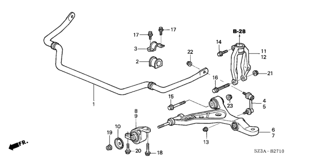 2004 Acura RL 4 Door RL KA 4AT Front Stabilizer - Front Lower Arm Diagram