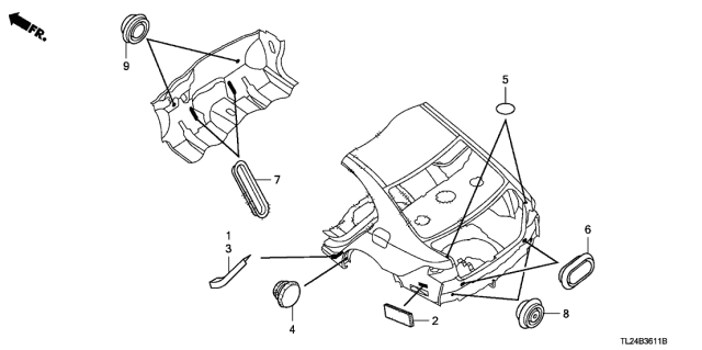 2009 Acura TSX 4 Door TSX (TECH) KA 6MT Grommet (Rear) Diagram