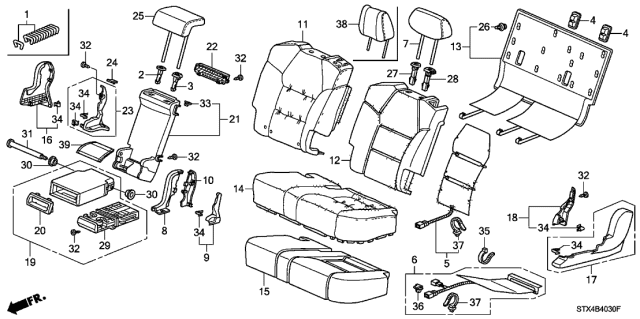 2008 Acura MDX Middle Seat Diagram 1