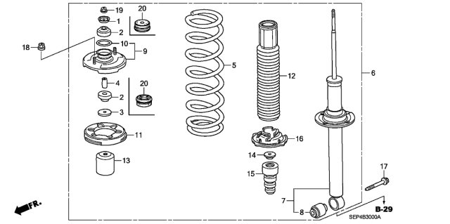 2006 Acura TL Rear Shock Absorber Assembly Diagram for 52610-SEP-A14