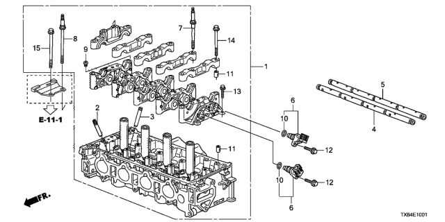 2015 Acura ILX 4 Door 24PREM (2.4) KA 6MT Cylinder Head (2.4L) Diagram