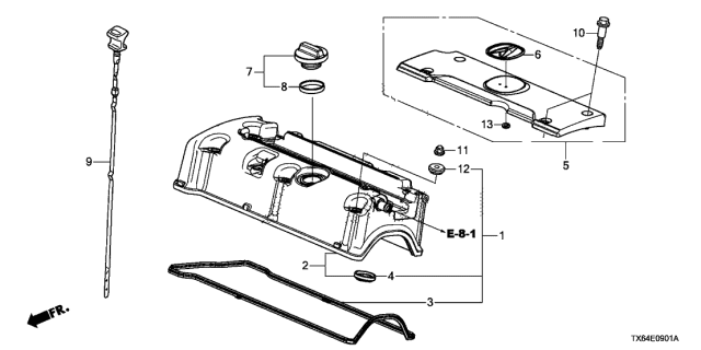 2014 Acura ILX Washer, Head Cover Diagram for 90441-RAA-A00