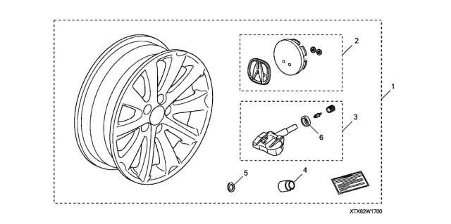 2014 Acura ILX 4 Door TECH KA 5AT Alloy Wheel Diagram
