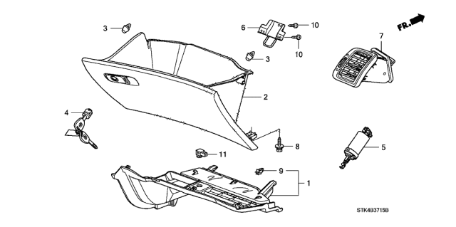 2010 Acura RDX Outlet Assembly, Passenger Side (Premium Black) Diagram for 77620-STK-A01ZC