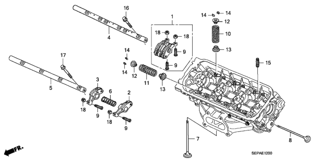 2008 Acura TL 4 Door BASE (NAVIGATION) KA 5AT Valve - Rocker Arm (Front) Diagram