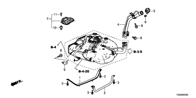2013 Acura ILX Hybrid 4 Door TECH KL CVT Fuel Filler Pipe Diagram