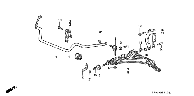 1991 Acura Legend Front Stabilizer Ball Diagram for 51320-SP0-003