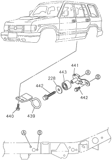 1996 Acura SLX 4 Door 4LS (PREMIUM) KA 4AT Cab Mounting Diagram 2