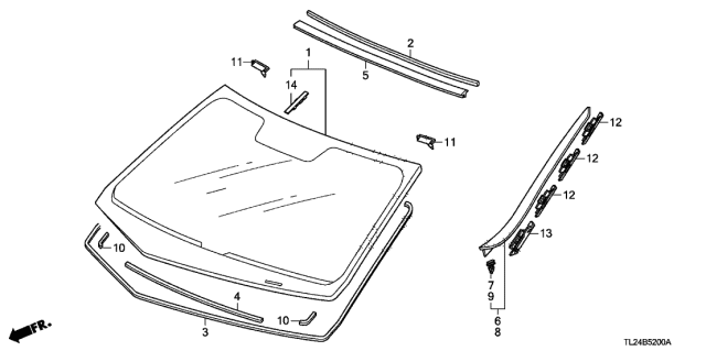 2010 Acura TSX Clip A Front Side Garnish Diagram for 91573-TL0-E01