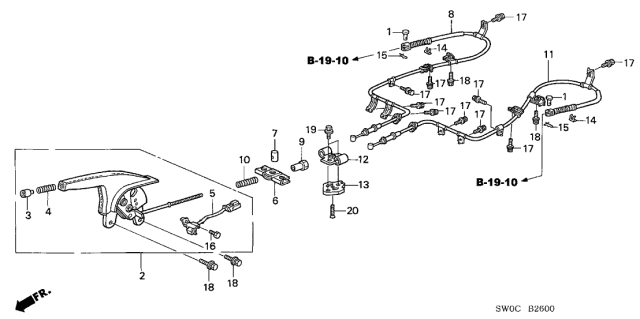 2005 Acura NSX 2 Door NSX-T KA 6MT Parking Brake Diagram