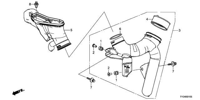 2019 Acura RLX Tube Assembly, Air In. (A) Diagram for 17230-R9P-A00