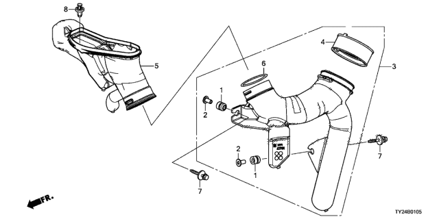 2014 Acura RLX 4 Door ADV (HYBRID) KA DCT Air Intake Tube Diagram