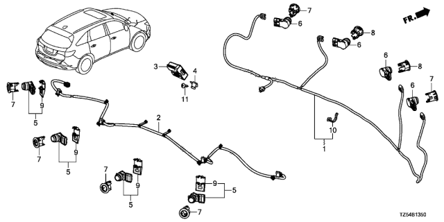 2016 Acura MDX Holder, Wire Harness Clip Diagram for 39682-TV0-E01