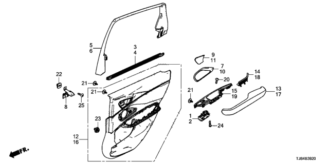 2020 Acura RDX Armrest Driver Side (Deep Black) Diagram for 83752-TJB-A01ZG