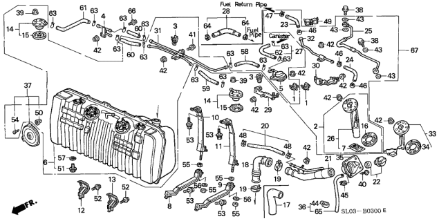 1991 Acura NSX Fuel Filler Cap Diagram for 17670-SM1-A03