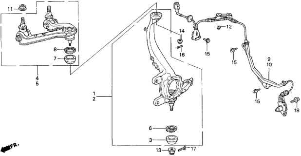 1997 Acura TL Right Front Arm Assembly (Upper) (Abs) Diagram for 51450-SL5-961