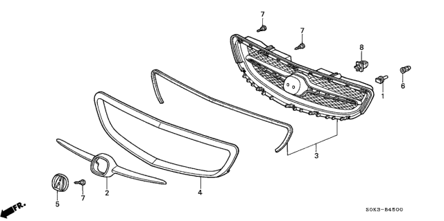 1999 Acura TL Grille Screw (3X12) Diagram for 90120-S0K-A00