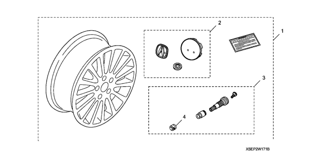 2007 Acura TL Alloy Wheel Rim (17"-15) (Spoke Chrome-Look With Tpms) Diagram for 08W17-SEP-200B