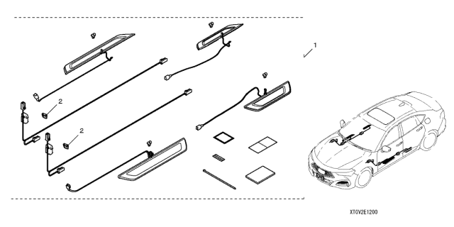 2021 Acura TLX 4 Door BASE KA XAT Illuminated Door Sill Trim Diagram