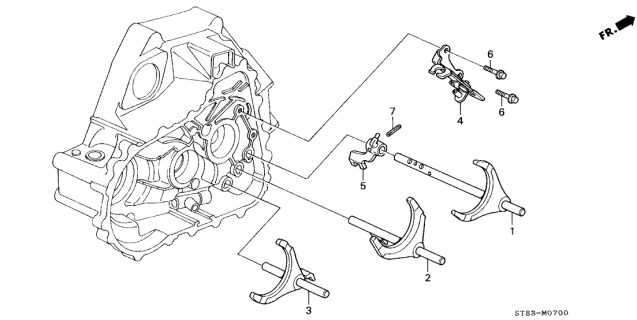 1998 Acura Integra MT Shift Fork - Fork Shaft Diagram