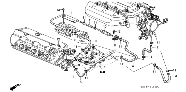 2001 Acura MDX Engine Coolant Hose Diagram for 19524-PGK-A00