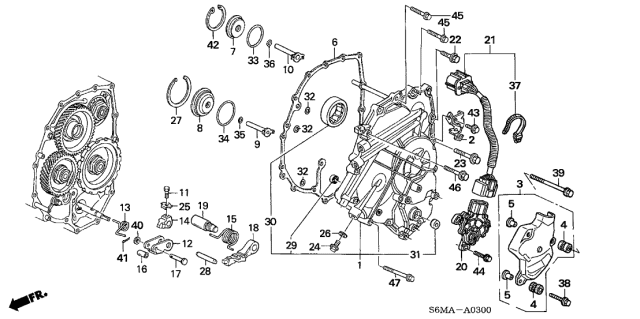 2006 Acura RSX AT Left Side Cover Diagram