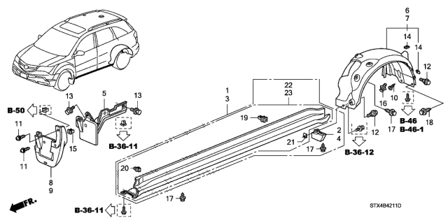 2011 Acura MDX Side Sill Garnish Diagram