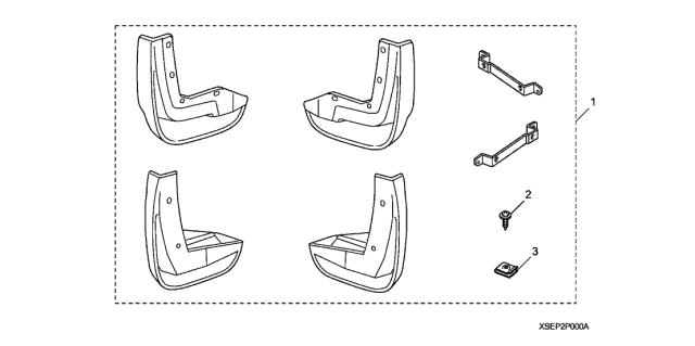 2007 Acura TL Splash Guard (Kinetic Blue Pearl) Diagram for 08P00-SEP-260A