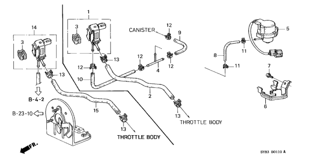 1997 Acura CL Stay, Purge Flow Switch Diagram for 36382-P0B-A21