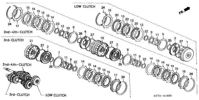 2000 Acura Integra 3 Door GS (LEATHER) KA 4AT AT Clutch Diagram