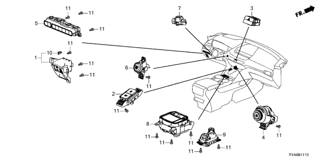 2022 Acura MDX Switch Assembly Diagram for 35510-TYA-A01