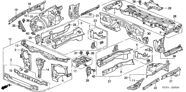 2004 Acura RL Pillar, Right Front (Lower) (Inner) Diagram for 64130-SZ3-A03ZZ