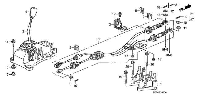 2007 Acura TL 4 Door TYPE-S KA 6MT Shift Lever Diagram