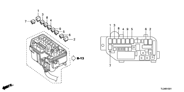 2009 Acura TSX 4 Door TSX KA 6MT Control Unit - Engine Room Diagram 2