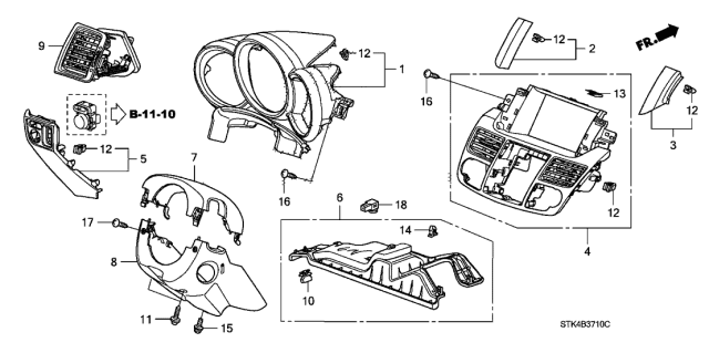 2011 Acura RDX Instrument Panel Garnish Diagram 1