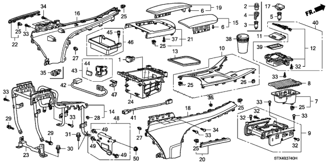 2009 Acura MDX Center Pocket Tray Compartment (Aux) Diagram for 83427-STX-A11