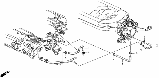 1998 Acura CL 2 Door BAS3.0 KL 4AT Water Hose Diagram